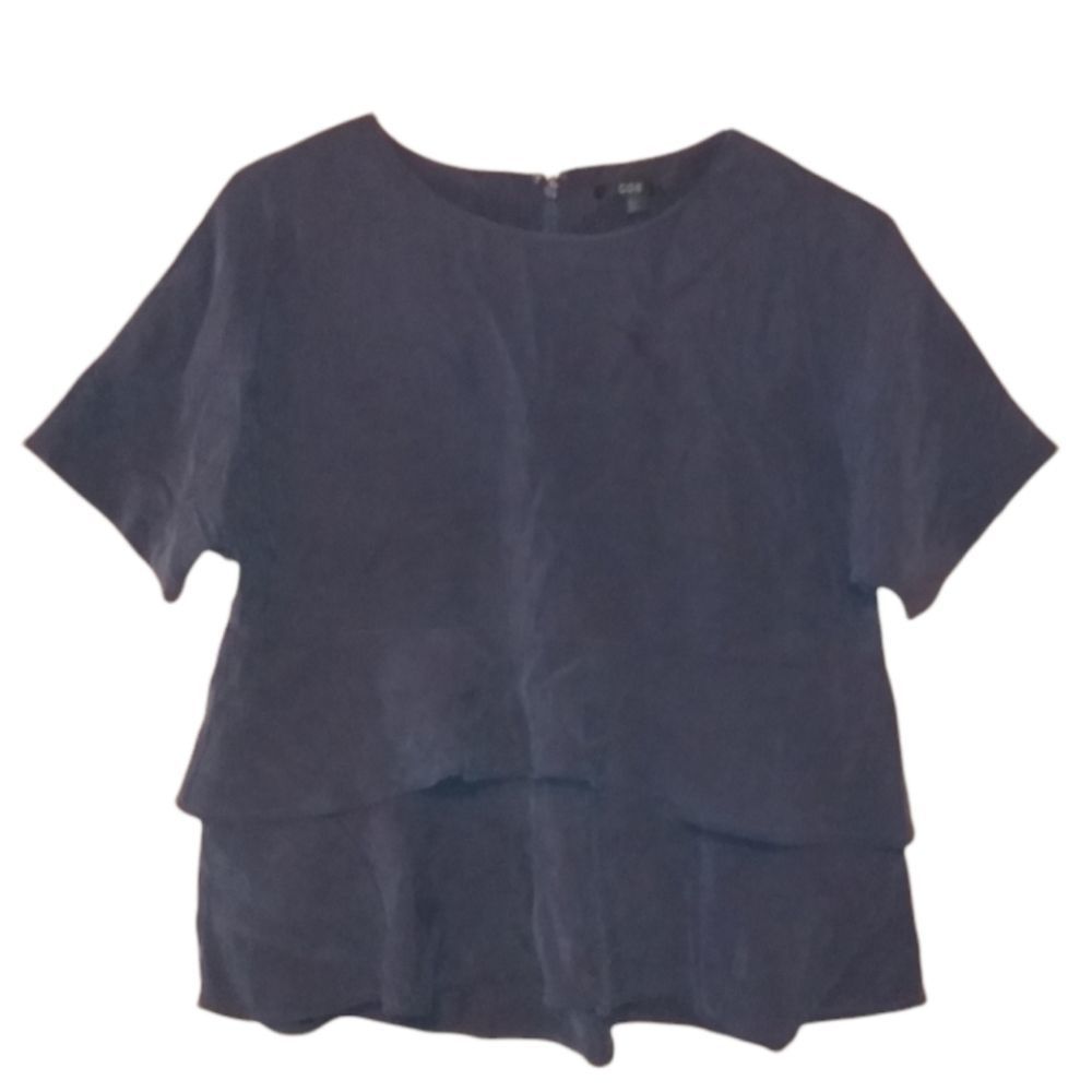 COS Navy Blue Ruffled Top